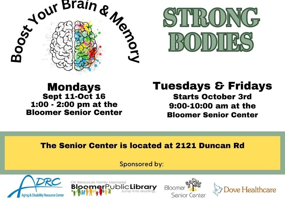 Boost Your Brain and Memory and Strong Bodies informational graphic