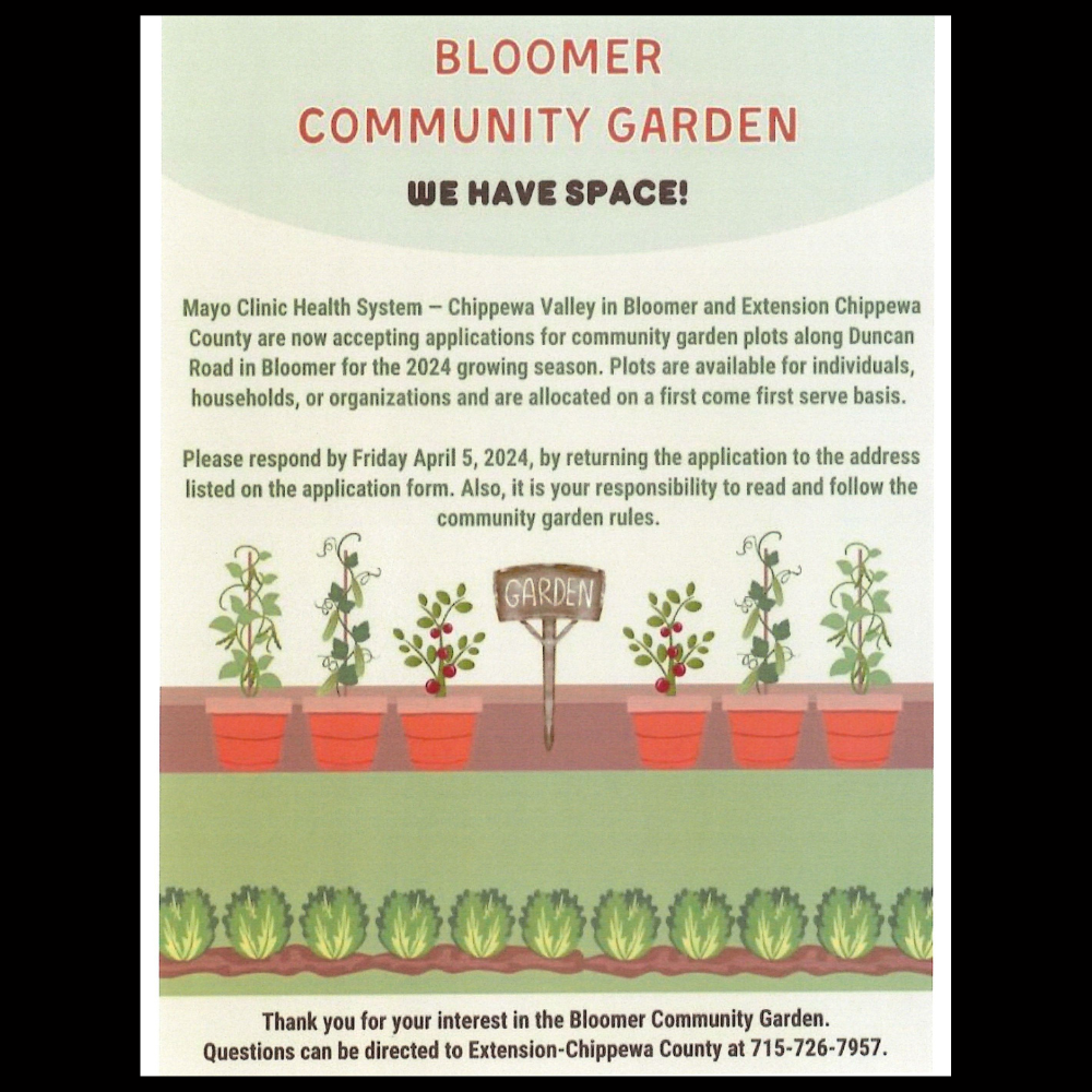 2024 Bloomer Community Garden registration reminder