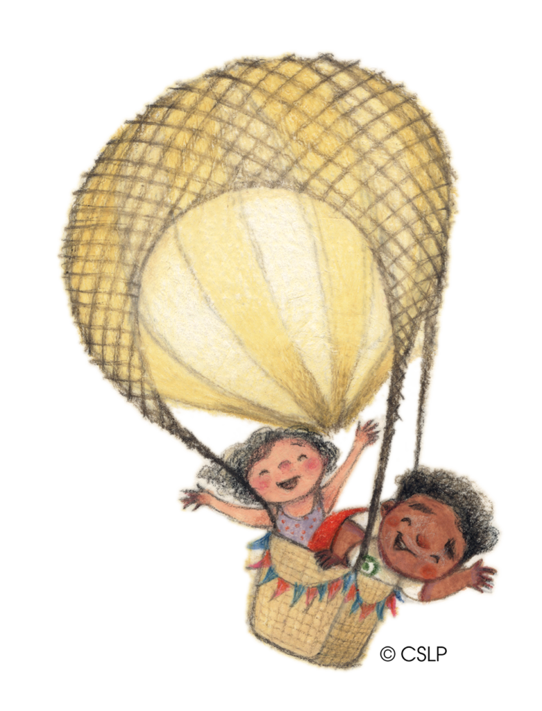 Hot Air Balloon - 2 Kids enjoying a summer adventure
