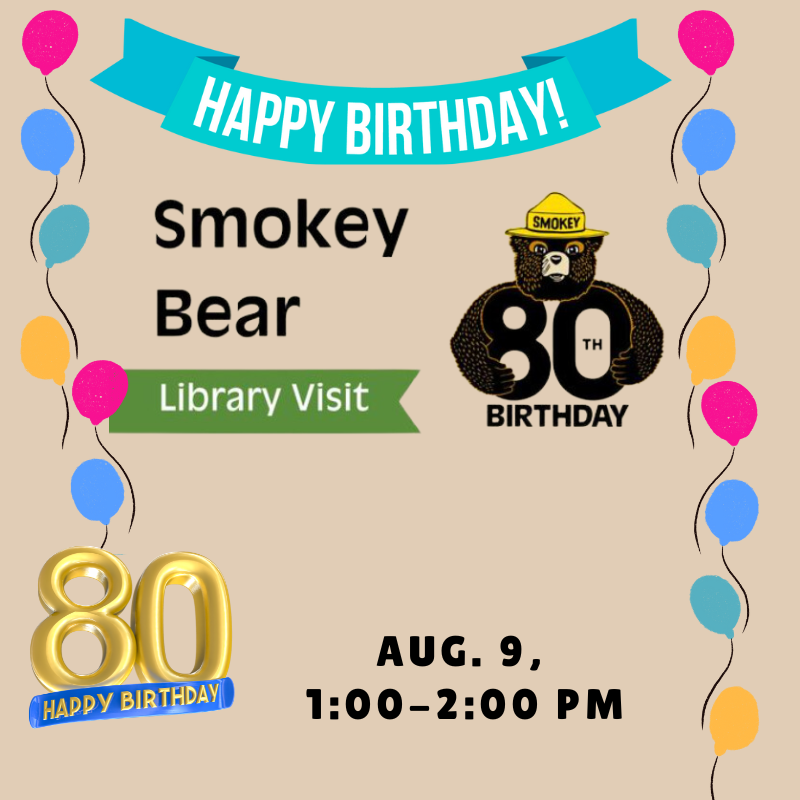 Smokey Bear birthday party at the Bloomer Library on August 9, 2024.
