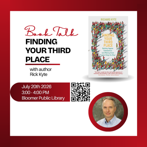 Book Talk with Rick Kyte author of Finding Your Tird Place, program specifics are in the description.